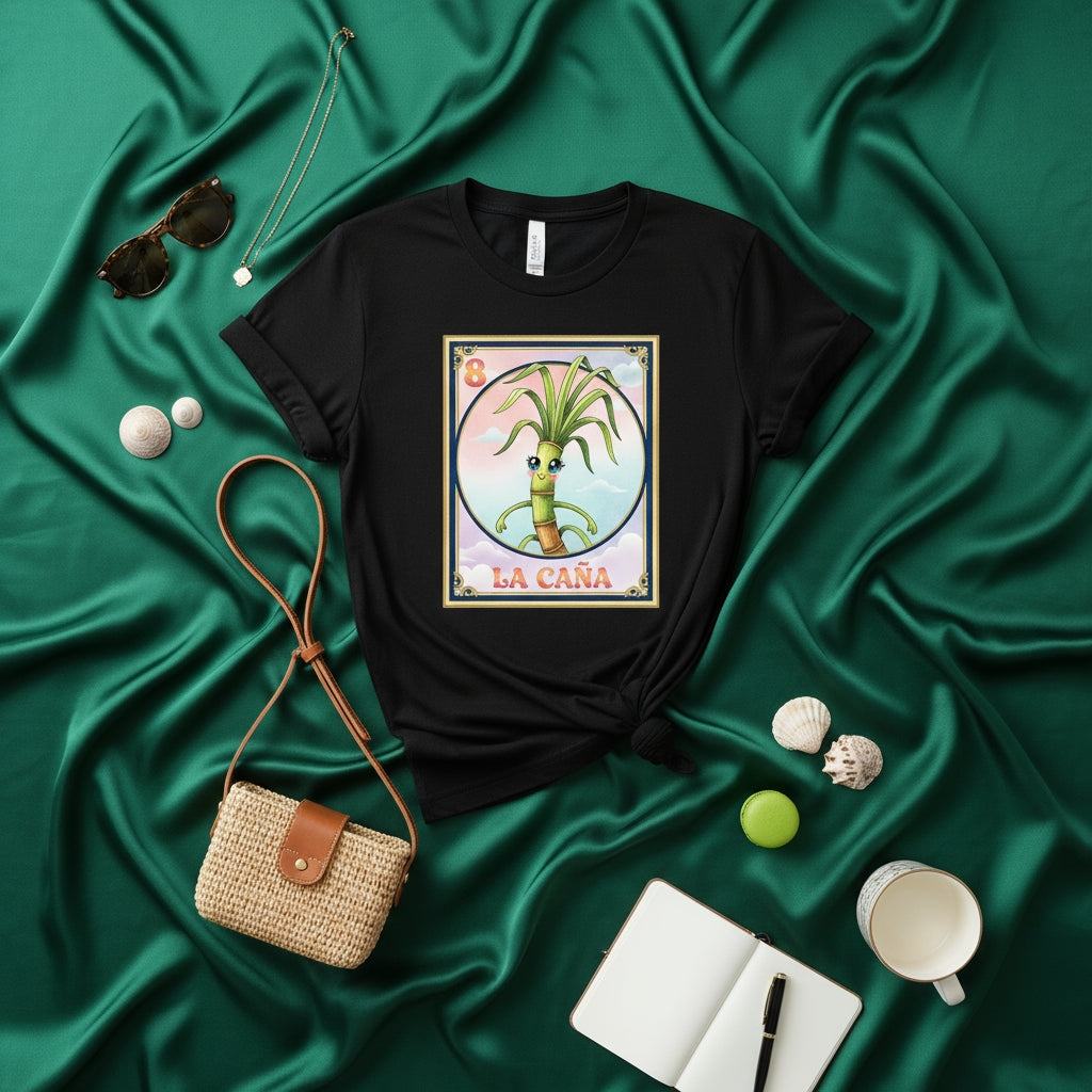 LA CAÑA Mexican Loteria Sugar Cane Card Shirt, Kawaii Cute Funny Graphic Tee, Traditional Game Design, Unisex T-Shirt Gift