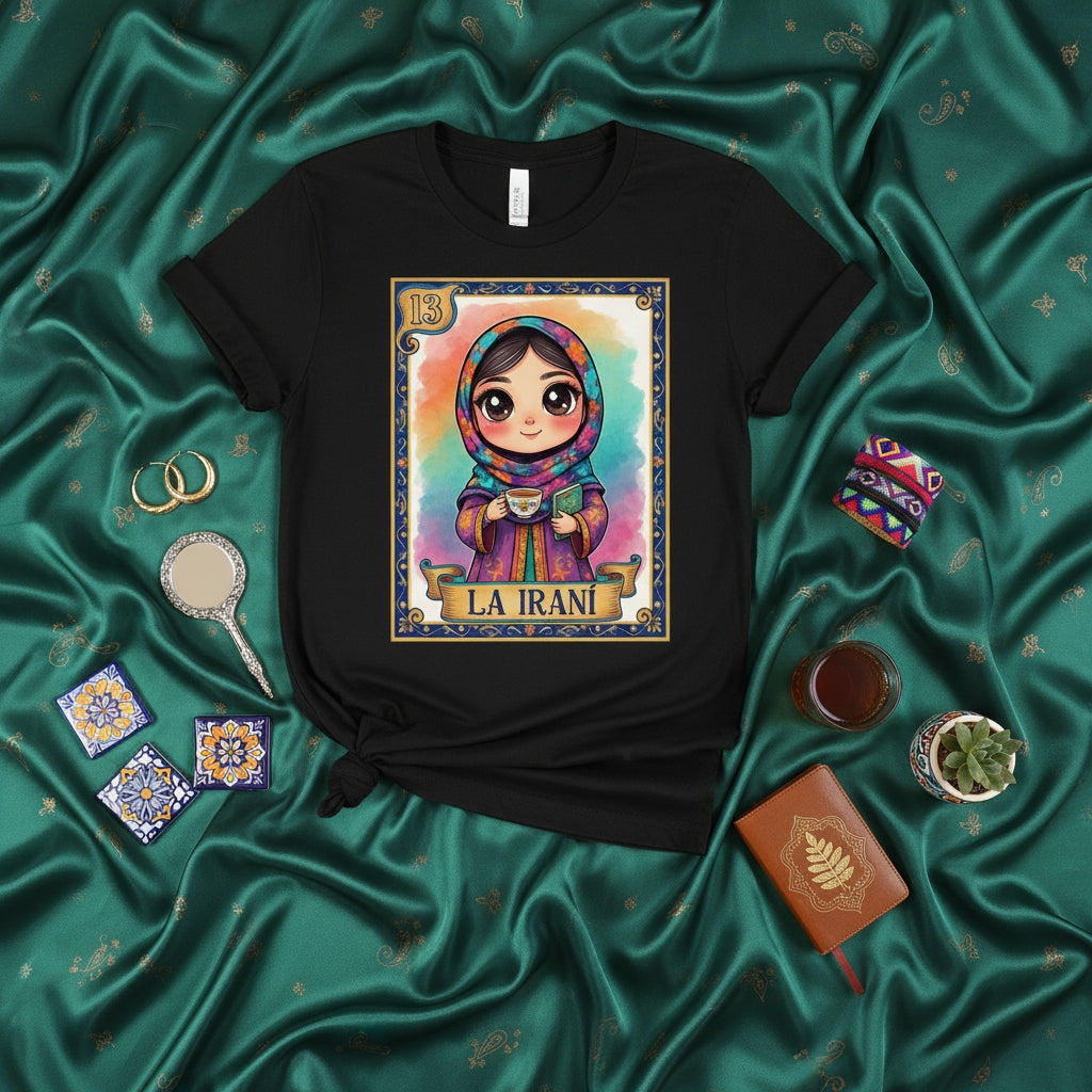 LA IRANÍ Cute Hijab Girl La Lotería Card Tee Graphic Unisex T-Shirt Persian Culture Gift