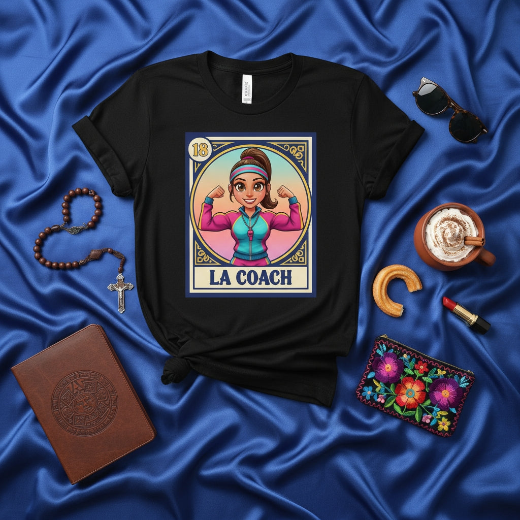 LA COACH Mexican Loteria Card Shirt, Funny Fitness Trainer T-Shirt, Workout Gym Coach Gift Tee, Traditional Art Style Unisex Clothing