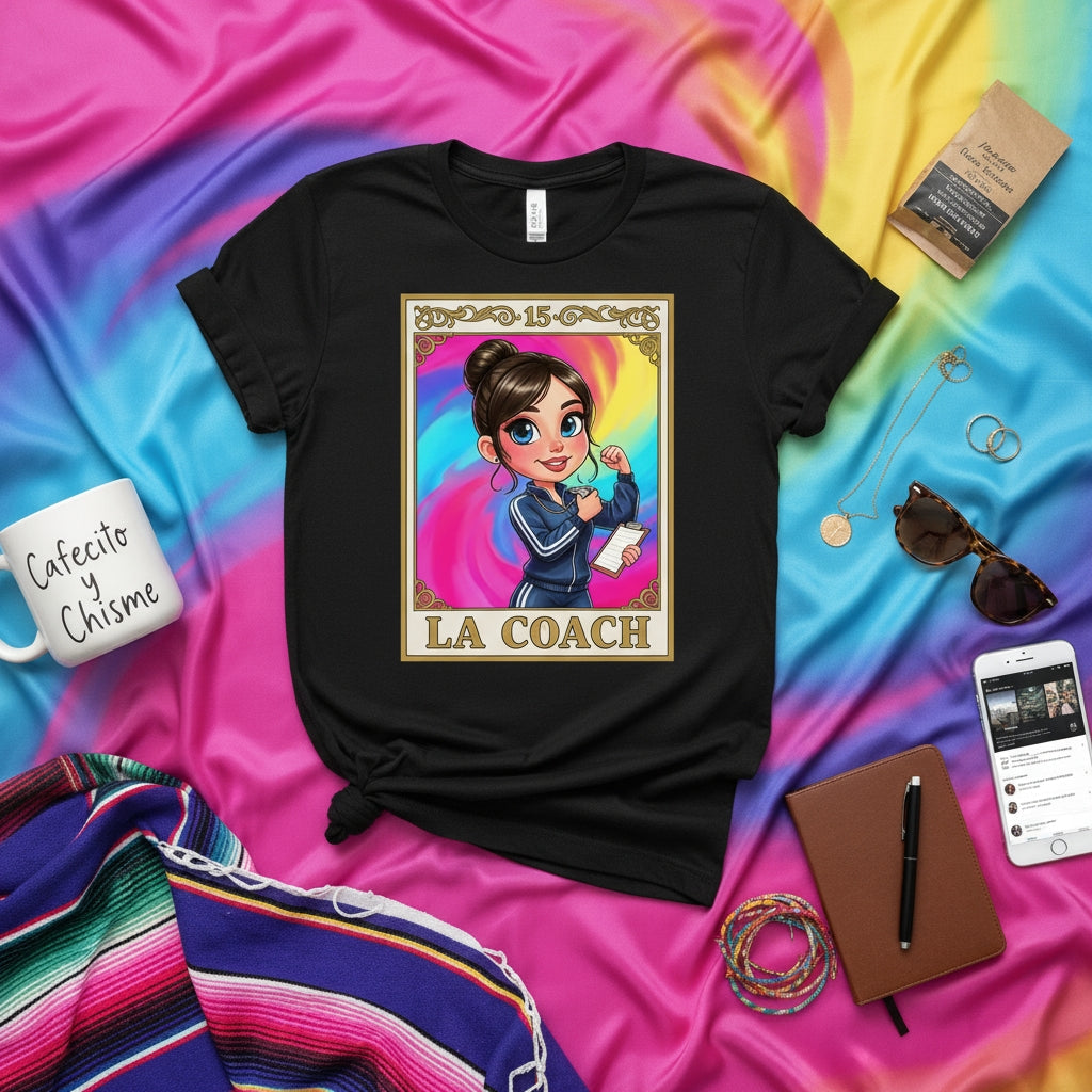 LA COACH Loteria Card T-Shirt: Funny Mexican Bingo Coach Design, Hispanic Culture Gift, Gym Workout Tee, Unisex Graphic Shirt for Her