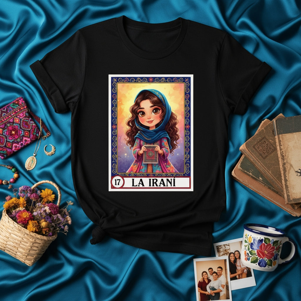 LA IRANI La Lotería Card 17 Graphic Tee for Women Persian Girl Iran Heritage Short Sleeve T-Shirt Unisex Gift Idea